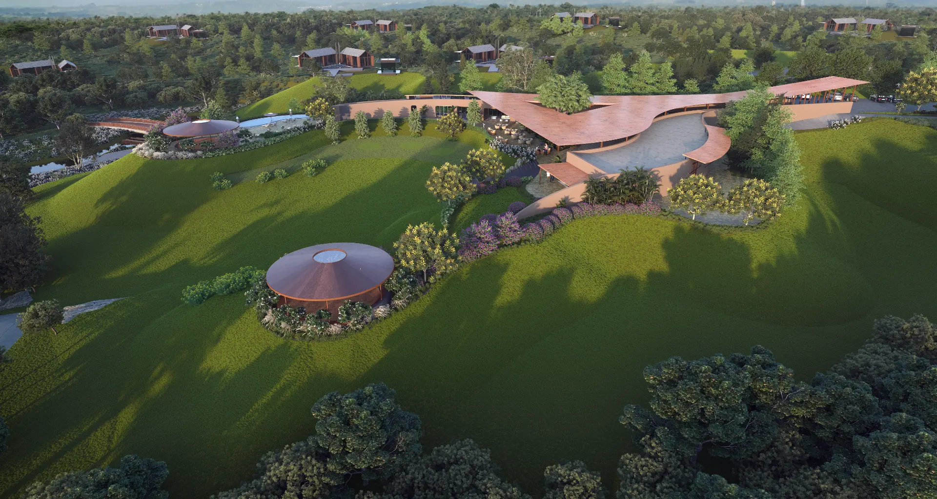Aerial view of the Inverness clubhouse and grounds
