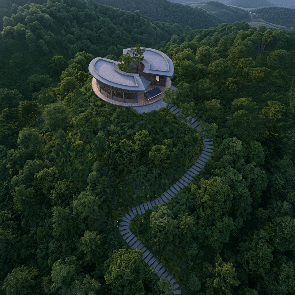 Unispace residence surrounded by forest